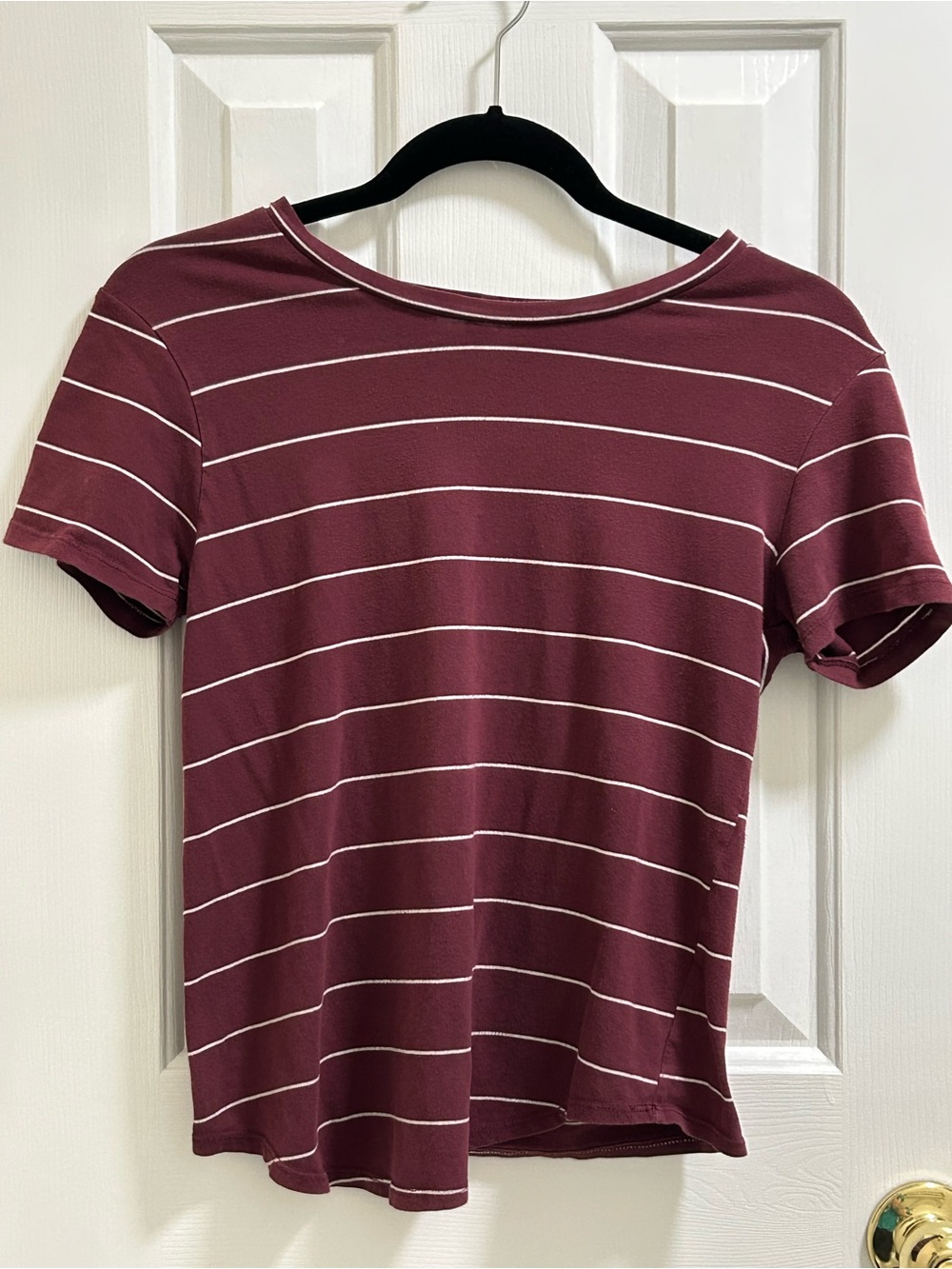 Tillys Full Tilt Striped Burgundy Women's Short-Sleeve Top